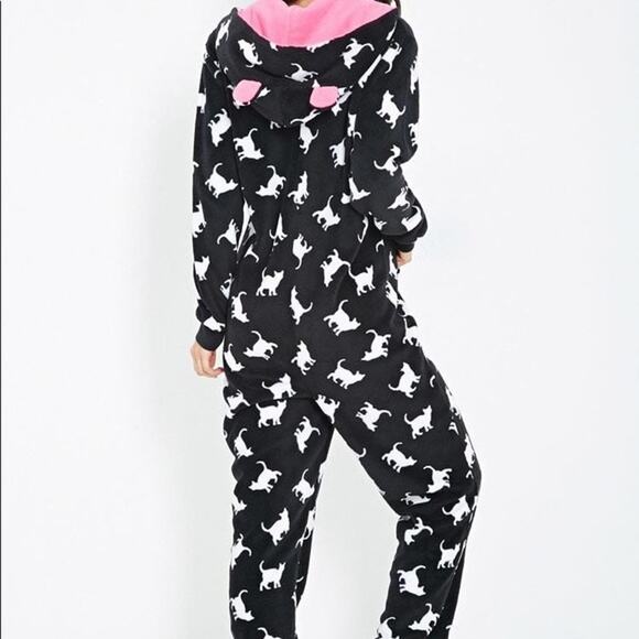 Forever 21 Black and Hot Pink Kitty Cat Union Suit - Picture 2 of 6